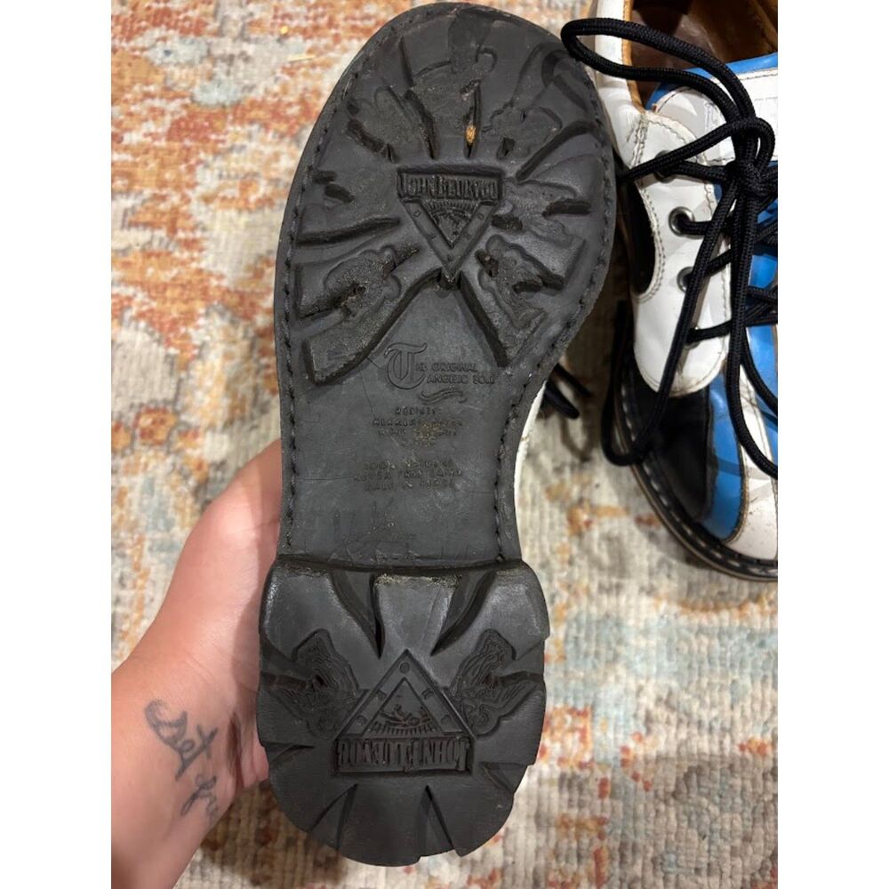 John Fluevog VTG Angel supervogs Derby Swirl Black White Blue Leather Size 5 E - Picture 8 of 8